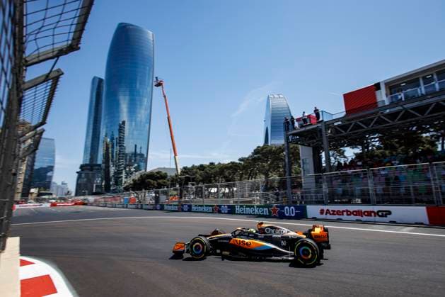 04 NORRIS Lando (gbr), McLaren F1 Team MCL60, action during the Formula 1 Azerbaijan Grand Prix 2023, 4th round of the 2023 Formula One World Championship, WM, Weltmeisterschaft from April 28 to 30, 2023 on the Baku City Circuit, in Baku, Azerbaijan - F1 - AZERBAIJAN GRAND PRIX 2023 DPPI Panoramic  00122008__R5_0208