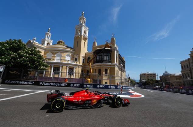 55 Carlos Sainz ESP, Scuderia Ferrari , F1 Grand Prix of Azerbaijan at Baku City Circuit on April 29, 2023 in Baku, Azerbaijan Photo by HOCH ZWEI Baku Azerbaijan