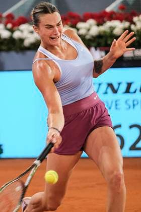 Mutua Madrid Open - Day Six Aryna Sabalenka de Bielorrusia contra Camila Osorio de Columbia durante su partido de individuales del torneo de tenis WTA, Tennis Damen Tour Madrid Open 2023 en la Caja Magica de Madrid, on April 29, 2023. Madrid Spain  Copyright: xOscarxGonzalezx originalFilename:gonzalez-notitle230429_npry0.jpg
