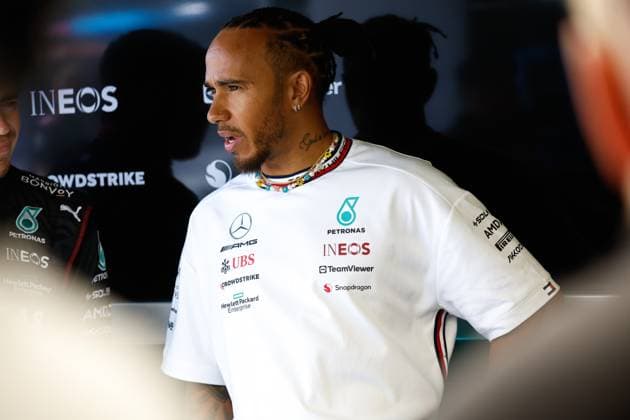 HAMILTON Lewis (gbr), Mercedes AMG F1 Team W14, portrait during the Formula 1 Azerbaijan Grand Prix 2023, 4th round of the 2023 Formula One World Championship, WM, Weltmeisterschaft from April 28 to 30, 2023 on the Baku City Circuit, in Baku, Azerbaijan - F1 - AZERBAIJAN GRAND PRIX 2023 DPPI Panoramic  00122008_F12023GP04AZE_JK005179