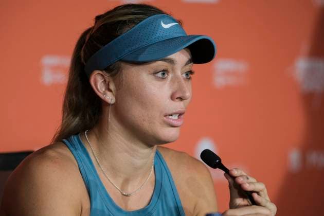 April 29, 2023, Madrid, Spain: Paula Badosa of Spain seen during a press conference, PK, Pressekonferenz on day six of the Mutua Madrid Open at La Caja Magica in Madrid. Madrid Spain - ZUMAs197 20230429_zaa_s197_074 Copyright: xAtilanoxGarciax