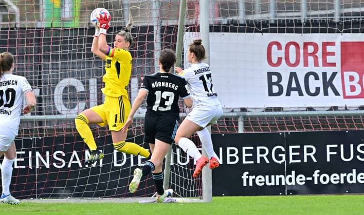 30 04 2023 Football Women Season 2022 2023 2 Bundesliga 22 Matchday 1 FC Nürnberg FCN Club SG Andernach Sportfoto Zink regulations prohibit any use of photographs as image sequences and or quasi video xwoxzix Lea Paulick 1, 1 FC Nürnberg FCN Lara Felix 13, 1 FC Nürnberg FCN Leonie Wäschenbach 17, SG 99 Andernach