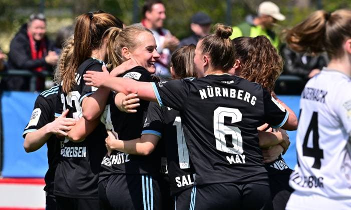 30 04 2023 football women season 2022 2023 2 Bundesliga 22 matchday 1 FC Nürnberg FCN Club SG Andernach Sportfoto Zink regulations prohibit any use of photographs as image sequences and or quasi video xwoxzix goal celebration joy after goal goal shot to 2 0 by Kerstin Bogenschütz Bogenschuetz 8, 1 FC Nürnberg FCN