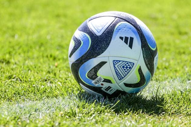 Sports, football, DFB Cup junior season 2022 2023 final FC Schalke 04 1 FC Köln 30 04 2023, Karl Liebknecht Stadion Potsdam match ball from Adidas also match ball of the Womens World Cup in Australia and New Zealand Potsdam Karl Liebknecht Stadion Brandenburg Germany