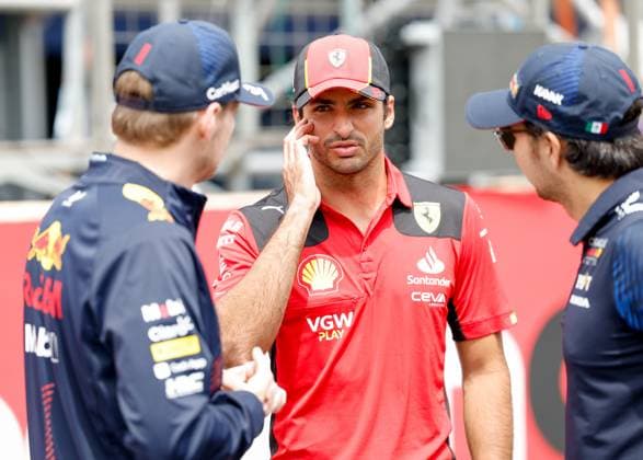 1 Max Verstappen NLD, Oracle Red Bull Racing , 55 Carlos Sainz ESP, Scuderia Ferrari , 11 Sergio Perez MEX, Oracle Red Bull Racing , F1 Grand Prix of Azerbaijan at Baku City Circuit on April 30, 2023 in Baku, Azerbaijan Photo by HOCH ZWEI Baku Azerbaijan