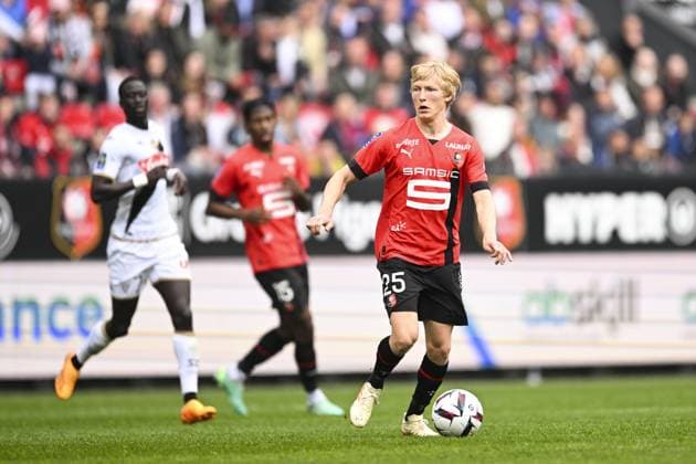 Birger Meling (Rennes FC) FOOTBALL : Rennes vs Angers - Ligue 1 - 30 04 2023 JBAutissier Panoramic 