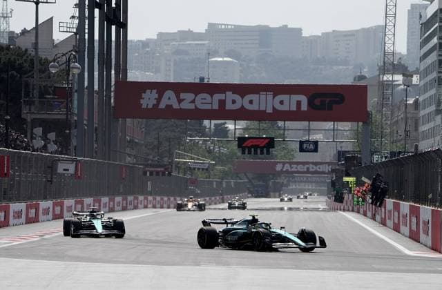 FORMULA 1 AZERBAIJAN GRAND PRIX 2023 30 04 2023, Baku City Circuit , Baku, FORMULA 1 AZERBAIJAN GRAND PRIX 2023 ,in picture Fernando Alonso ESP , Aston Martin Aramco Cognizant Formula One Team, Lance Stroll CAN , Aston Martin Aramco Cognizant Formula One Team nordphotoxGmbHx xBratic nph00250