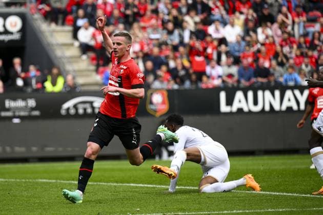 Benjamin Bourigeaud (Rennes FC) FOOTBALL : Rennes vs Angers - Ligue 1 - 30 04 2023 JBAutissier Panoramic 