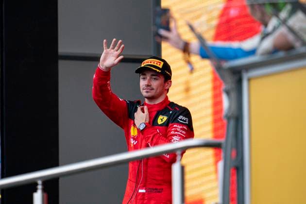 April 30, 2023, Baku, Azerbaijan: CHARLES LECLERC of Monaco and Scuderia Ferrari on the podium after finishing third in the 2023 FIA Formula 1 Azerbaijan Grand Prix at Baku City Circuit in Baku, Azerbaijan. Baku Azerbaijan - ZUMAg147 20230430_zap_g147_064 Copyright: xJamesxGasperottix