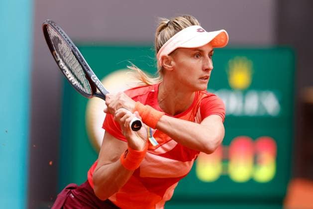 April 30, 2023, MADRID, MADRID, SPAIN: Lesia Tsurenko of Ukraine in action against Daria Kasatkina of Russia during the Mutua Madrid Open 2023 celebrated at Caja Magica on Abril 30, 2023 in Madrid, Spain. MADRID SPAIN - ZUMAa181 20230430_zaa_a181_045 Copyright: xOscarxJ.xBarrosox