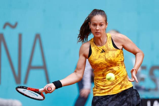 April 30, 2023, MADRID, MADRID, SPAIN: Daria Kasatkina of Russia in action against Lesia Tsurenko of Ukraine during the Mutua Madrid Open 2023 celebrated at Caja Magica on Abril 30, 2023 in Madrid, Spain. MADRID SPAIN - ZUMAa181 20230430_zaa_a181_055 Copyright: xOscarxJ.xBarrosox