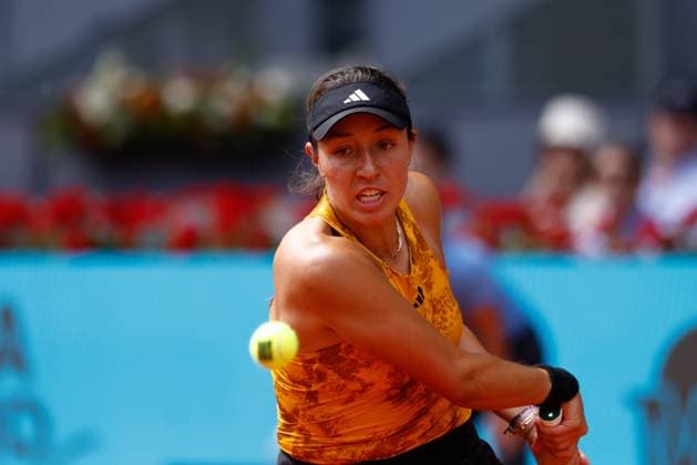 April 30, 2023, MADRID, MADRID, SPAIN: Jessica Pegula of United States in action against Marie Bouzkova of Czech Republic during the Mutua Madrid Open 2023 celebrated at Caja Magica on Abril 30, 2023 in Madrid, Spain. MADRID SPAIN - ZUMAa181 20230430_zaa_a181_222 Copyright: xOscarxJ.xBarrosox