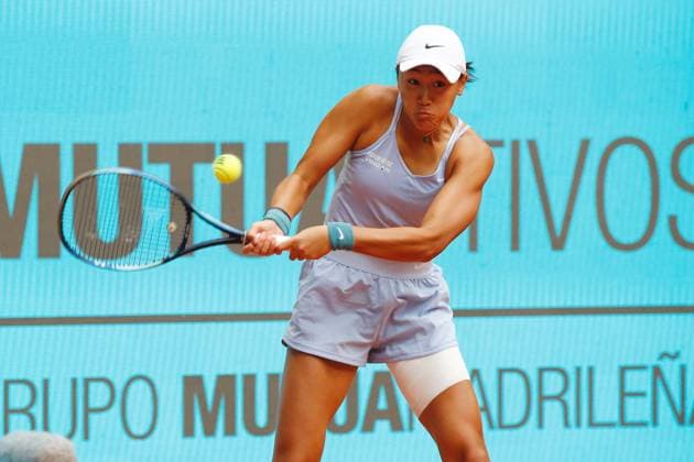 Xiyu Wang (CHN), APRIL 30, 2023 - Tennis : Xiyu Wang during singles round of 32 match against Barbora Krejcikova on the WTA, Tennis Damen 1000 tournaments Mutua Madrid Open tennis tournament at the Caja Magica in Madrid, Spain. Noxthirdxpartyxsales  (217253063)