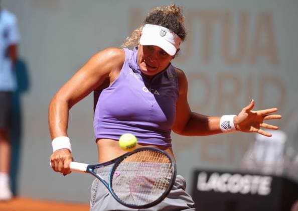 Mayar Sherif of Egypte during the Mutua Madrid Open 2023, ATP, Tennis Herren Masters 1000 tennis tournament on May 1, 2023 at Caja Magica in Madrid, Spain TENNIS : Mutua Madrid Open - 01 05 2023 LaurentLairys Panoramic 