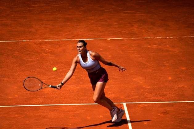 Mutua Madrid Open - Day Eight Aryna Sabalenka of Belarus during their match against Mirra Andreeva of Russian on Day Eight of the Mutua Madrid Open at La Caja Magica on 1st May, 2023 in Madrid, Spain. Madrid Spain  Copyright: xJuanxCarlosxLucasx originalFilename:lucas-notitle230501_npg7G.jpg