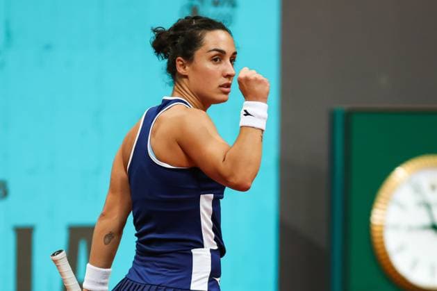 May 1, 2023, MADRID, MADRID, SPAIN: Martina Trevisan of Italy celebrates against Jessica Pegula of United States during the Mutua Madrid Open 2023 celebrated at Caja Magica on May 01, 2023 in Madrid, Spain. MADRID SPAIN - ZUMAa181 20230501_zaa_a181_339 Copyright: xIrinaxR.xHipolitox