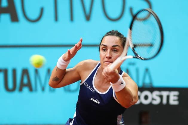 May 1, 2023, MADRID, MADRID, SPAIN: Martina Trevisan of Italy in action against Jessica Pegula of United States during the Mutua Madrid Open 2023 celebrated at Caja Magica on May 01, 2023 in Madrid, Spain. MADRID SPAIN - ZUMAa181 20230501_zaa_a181_320 Copyright: xIrinaxR.xHipolitox