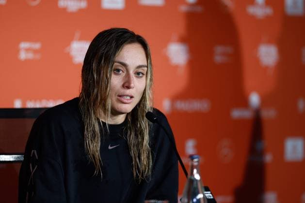 Sport Bilder des Tages May 1, 2023, MADRID, MADRID, SPAIN: Paula Badosa of Spain attends her press conference, PK, Pressekonferenz after losing against Maria Sakkari of Greece during the Mutua Madrid Open 2023 celebrated at Caja Magica on May 01, 2023 in Madrid, Spain. MADRID SPAIN - ZUMAa181 20230501_zaa_a181_127 Copyright: xOscarxJ.xBarrosox