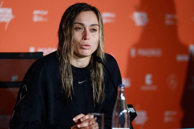 May 1, 2023, MADRID, MADRID, SPAIN: Paula Badosa of Spain attends her press conference, PK, Pressekonferenz after losing against Maria Sakkari of Greece during the Mutua Madrid Open 2023 celebrated at Caja Magica on May 01, 2023 in Madrid, Spain. MADRID SPAIN - ZUMAa181 20230501_zaa_a181_119 Copyright: xOscarxJ.xBarrosox