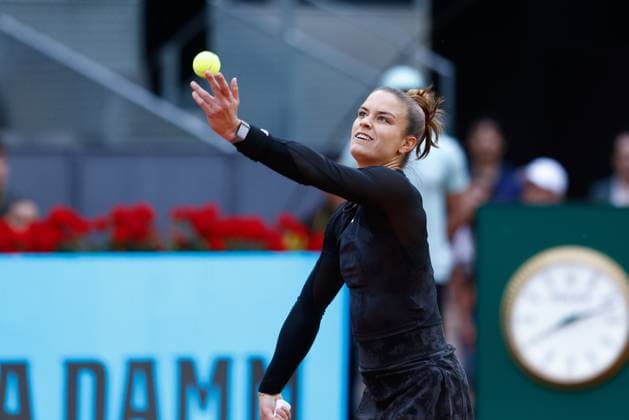 May 2, 2023, MADRID, MADRID, SPAIN: Maria Sakkari of Greece in action against Irina Camelia Begu of Romania during the Mutua Madrid Open 2023 celebrated at Caja Magica on May 02, 2023 in Madrid, Spain. MADRID SPAIN - ZUMAa181 20230502_zaa_a181_338 Copyright: xOscarxJ.xBarrosox