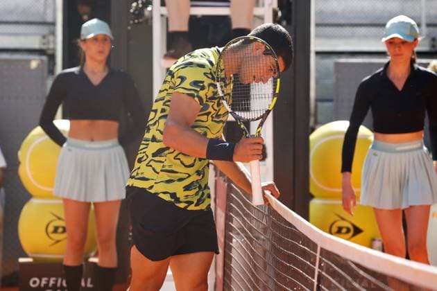 Carlos Alcaraz (ESP), MAY 3, 2023 - Tennis : Carlos Alcaraz regret after miss shot during singles quarter-finals match against Karen Kachanov on the ATP, Tennis Herren tour Masters 1000 Mutua Madrid Open tennis tournament at the Caja Magica in Madrid, Spain. Noxthirdxpartyxsales  (217477446)