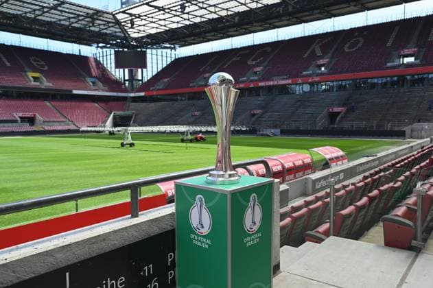 The DFB Cup for women is in the stadium at the press conference for the DFB Cup final for women which will take place on 18 05 2023 between the Vfl Wolfsburg and SC Freiburg