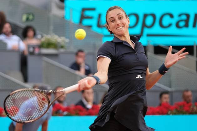 May 3, 2023, Madrid, Spain: Petra Martic of Croatia plays against Iga Swiatek of Poland on Day Ten of the Mutua Madrid Open at La Caja Magica in Madrid. Madrid Spain - ZUMAs197 20230503_zaa_s197_148 Copyright: xAtilanoxGarciax