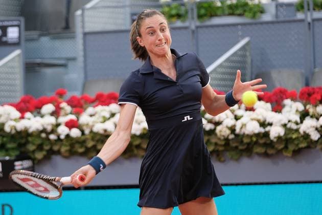 May 3, 2023, Madrid, Spain: Petra Martic of Croatia plays against Iga Swiatek of Poland on Day Ten of the Mutua Madrid Open at La Caja Magica in Madrid. Madrid Spain - ZUMAs197 20230503_zaa_s197_137 Copyright: xAtilanoxGarciax