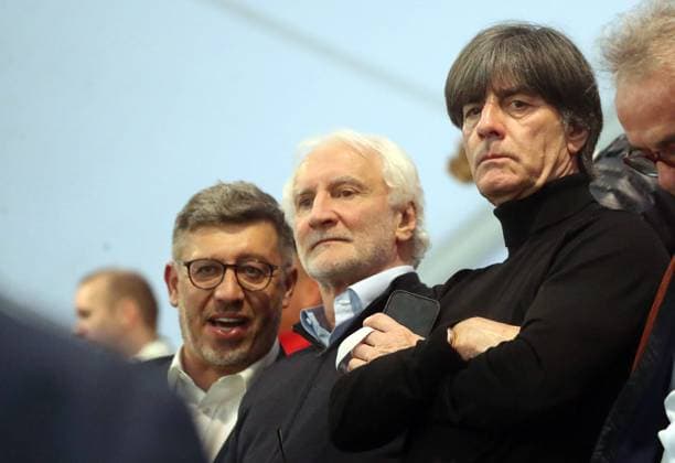 03 05 23 VfB Stuttgart Eintracht Frankfurt Germany, Stuttgart, 03 05 2023, football, DFB Cup, semi-final, VfB Stuttgart Eintracht Frankfurt v l Claus Vogt President VfB Stuttgart , Rudi Völler Sports Director DFB , Joachim Löw