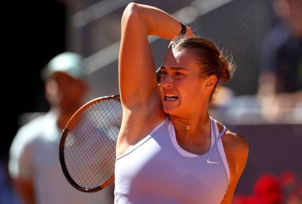 Mandatory Credit: Photo by Ella Ling Shutterstock (13895879bf) Aryna Sabalenka of Belarus in action Mutua Madrid Open, Day 11, Tennis, La Caja Magica, Madrid, Spain - 04 May 2023 Mutua Madrid Open, Day 11, Tennis, La Caja Magica, Madrid, Spain - 04 May 2023 Copyright: xEllaxLing Shutterstockx 13895879bf