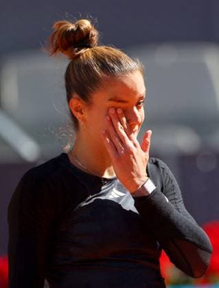 Mandatory Credit: Photo by Ella Ling Shutterstock (13895879bb) Maria Sakkari of Greece frustrated Mutua Madrid Open, Day 11, Tennis, La Caja Magica, Madrid, Spain - 04 May 2023 Mutua Madrid Open, Day 11, Tennis, La Caja Magica, Madrid, Spain - 04 May 2023 Copyright: xEllaxLing Shutterstockx 13895879bb