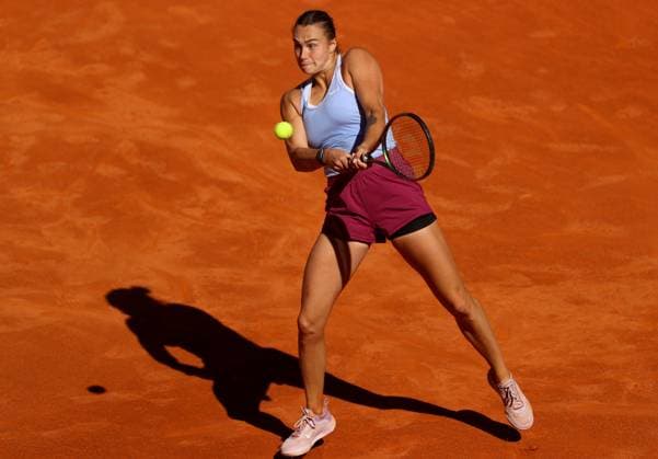 Mandatory Credit: Photo by Ella Ling Shutterstock (13895879af) Aryna Sabalenka of Belarus in action Mutua Madrid Open, Day 11, Tennis, La Caja Magica, Madrid, Spain - 04 May 2023 Mutua Madrid Open, Day 11, Tennis, La Caja Magica, Madrid, Spain - 04 May 2023 Copyright: xEllaxLing Shutterstockx 13895879af