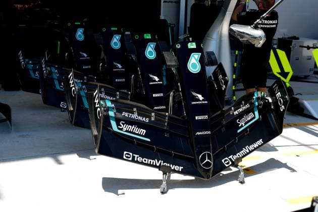 Mercedes AMG F1 W14 E Performance front wings, F1 Grand Prix of Miami at Miami International Autodrome on May 4, 2023 in Miami, United States of America Photo by HOCH ZWEI Miami United States of America