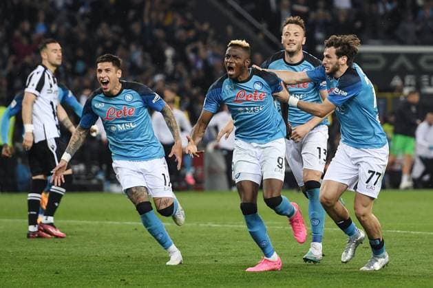 Sport Themen der Woche KW18 Sport Bilder des Tages Db Udine 04 05 2023 - campionato di calcio serie A Udinese-Napoli foto Daniele Buffa Image nella foto: esultanza gol Victor Osimhen 