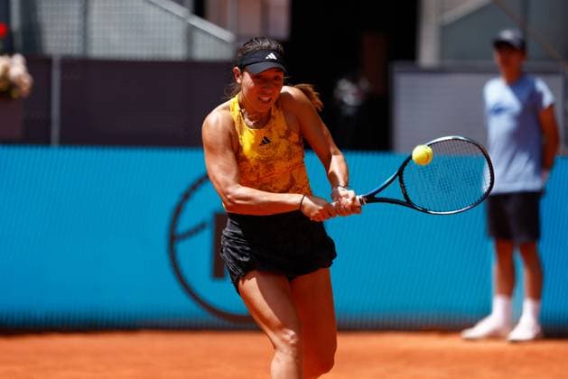 May 5, 2023, MADRID, MADRID, SPAIN: Jessica Pegula of United States plays doubles with Coco Gauff of United States against Marta Kostyuk of Ukraine and Elena-Gabriela Ruse of Romania during the Mutua Madrid Open 2023 celebrated at Caja Magica on May 05, 2023 in Madrid, Spain. MADRID SPAIN - ZUMAa181 20230505_zaa_a181_022 Copyright: xOscarxJ.xBarrosox