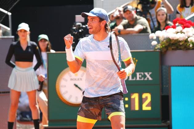 Borna Coric (CRO), MAY 5, 2023 - Tennis : Borna Coric celebrate after take the point during singles semi-final match against Carlos Alcaraz on the ATP, Tennis Herren tour Masters 1000 Mutua Madrid Open tennis tournament at the Caja Magica in Madrid, Spain. Noxthirdxpartyxsales  (217619348)