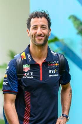 5th May 2023: Miami International Autodrome, Miami Gardens, Florida, USA: Formula 1 Crypto.com Miami Grand Prix 2023: Free Practice Day: Daniel Ricciardo smiles as he arrives at the Paddock.  ActionPlus12505133 DouglasxMurray