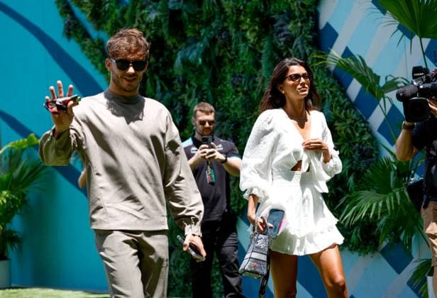 10 Pierre Gasly FRA, BWT Alpine F1 Team and his girlfriend Kika Cerqueira Gomes, F1 Grand Prix of Miami at Miami International Autodrome on May 5, 2023 in Miami, United States of America Photo by HOCH ZWEI Miami United States of America