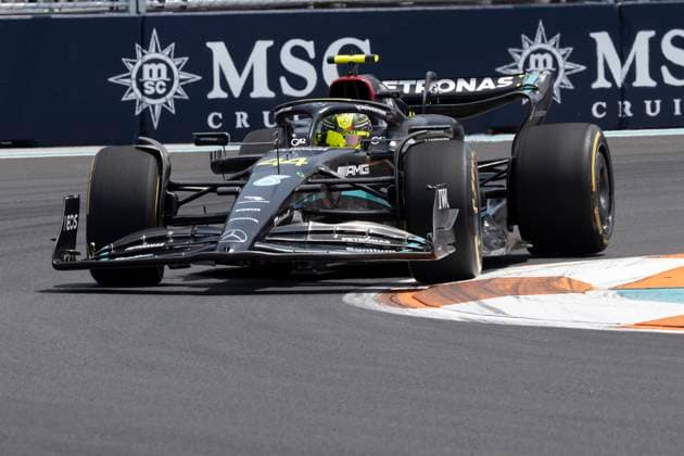 May 5, 2023, Miami, Florida, United States: LEWIS HAMILTON (GBR) of Mercedes 44 racing during Free Practice 1 at the Miami Grand Prix...Teams prepare to compete in the second running of America s second calendar F1 race, with a record breaking three Grand Prix events to be held in America this year in Miami, Austin and Las Vegas, owing to the growing popularity of the thanks to Netflix s Drive to Survive Docuseries. Aston Martin, Ferrari and others plan on trying to challenge Red Bull Oracle Racing s Max Verstappen s dominance over the 2023 season. Motorsports, open wheel racing, Liberty Media. Miami United States - ZUMAb177 20230505_zap_b177_143 Copyright: xTaidghxBarronx