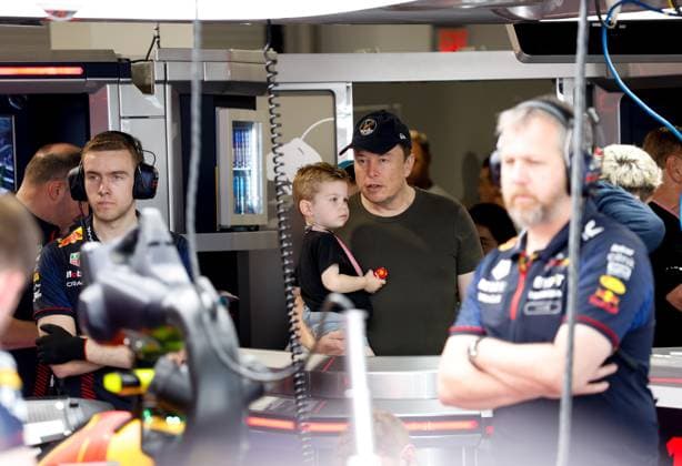 Elon Musk with son X AE A XII, F1 Grand Prix of Miami at Miami International Autodrome on May 6, 2023 in Miami, United States of America Photo by HOCH ZWEI Miami United States of America