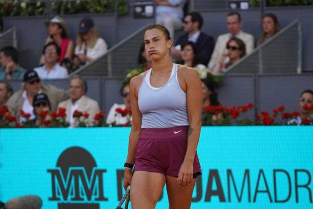 Iga Swiatek POL vs Aryna Sabalenka BY during the women s tennis final of the Mutua Madrid Open, Madrid May 06, 2023 Cordon Press