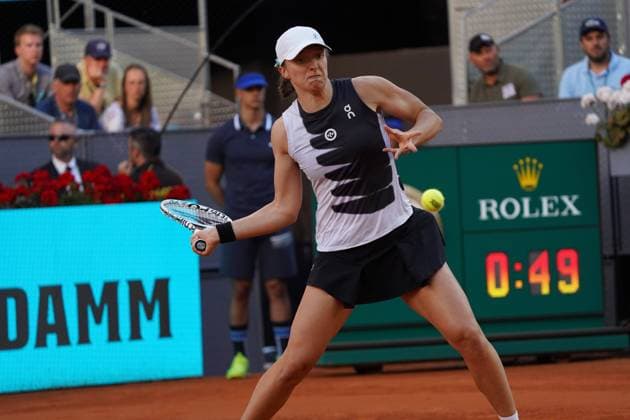 Iga Swiatek POL vs Aryna Sabalenka BY during the women s tennis final of the Mutua Madrid Open, Madrid May 06, 2023 Cordon Press