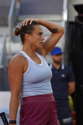 Iga Swiatek POL vs Aryna Sabalenka BY during the women s tennis final of the Mutua Madrid Open, Madrid May 06, 2023 Cordon Press
