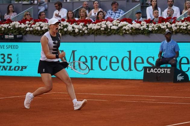 Iga Swiatek POL vs Aryna Sabalenka BY during the women s tennis final of the Mutua Madrid Open, Madrid May 06, 2023 Cordon Press