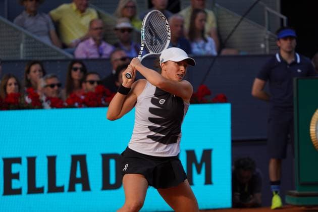 Iga Swiatek POL vs Aryna Sabalenka BY during the women s tennis final of the Mutua Madrid Open, Madrid May 06, 2023 Cordon Press