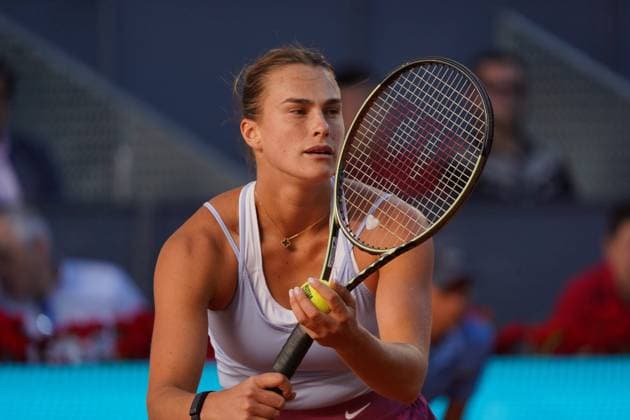 Iga Swiatek POL vs Aryna Sabalenka BY during the women s tennis final of the Mutua Madrid Open, Madrid May 06, 2023 Cordon Press