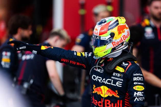 PEREZ Sergio (mex), Red Bull Racing RB19, portrait pole position during the Formula 1 Crypto.com Miami Grand Prix 2023, 5th round of the 2023 Formula One World Championship, WM, Weltmeisterschaft from May 05 to 07, 2023 on the Miami International Autodrome, in Miami Gardens, Florida, United States of America - F1 - MIAMI GRAND PRIX 2023 DPPI Panoramic  00122010_AV3_1181