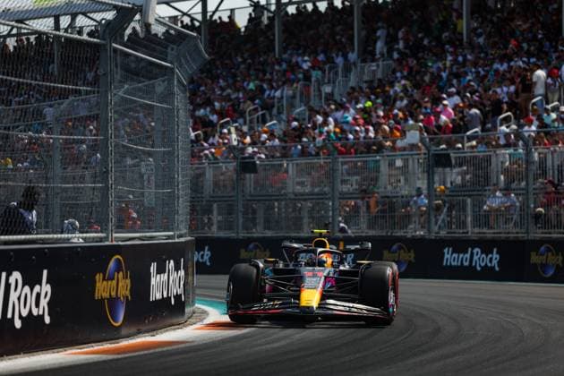 11 PEREZ Sergio (mex), Red Bull Racing RB19, action during the Formula 1 Crypto.com Miami Grand Prix 2023, 5th round of the 2023 Formula One World Championship, WM, Weltmeisterschaft from May 05 to 07, 2023 on the Miami International Autodrome, in Miami Gardens, Florida, United States of America - F1 - MIAMI GRAND PRIX 2023 DPPI Panoramic  20230506_G0OD7204