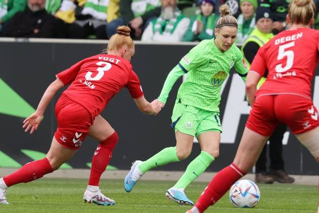 VfL Wolfsburg women vs 1 FC Cologne Wolfsburg, 07 05 2023, soccer, women, season 22 23, Flyeralarm Bundesliga, 19 matchday, VfL Wolfsburg vs 1 FC Cologne, picture shows Svenja Huth VfL, 10 Wolfsburg