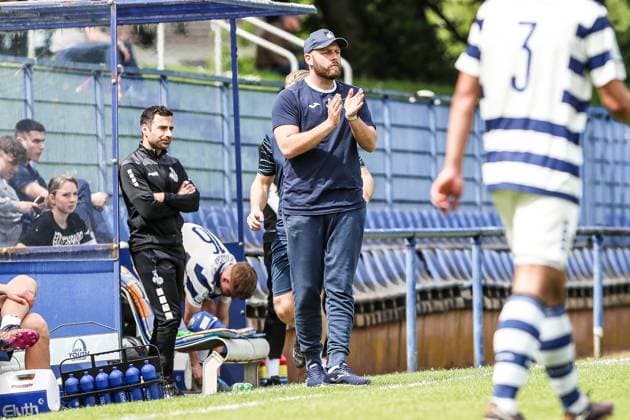 Sports, Football, A Junior Bundesliga Season 2022 2023 Special Match Round Group A 1 Matchday MSV Duisburg U19 TSG 1899 Hoffenheim U19 07 05 2023, Training Ground MSV Duisburg Sebastian Schmitt Coach TSG 1899 Hoffenheim Duisburg Training Ground MSV Duisburg Nordrhein Westfahlen Germany